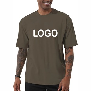 T-shirt en coton à manches courtes et col rond pour homme, couleur marron, avec logo imprimé sur le devant, style décontracté, coupe régulière, tricot jersey - Product Image 5