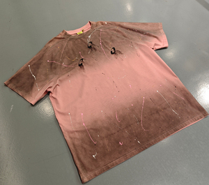 Custom Clothing Manufacturer Wholesale Oversized Sun Faded <b>Spray</b> Dirty T-shirt for Men Hand-drawn Design Embroidery T-shirt - Product Image 4