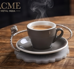 Sous-verre en résine grise fait main de qualité supérieure, élégant, pour tasses à thé, à café et décoration de table quotidienne - Product Image 4