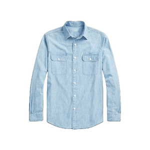 Chemise décontractée pour homme avec poches, en denim, logo personnalisé, manches longues, prix abordables pour la vente en ligne - Product Image 2