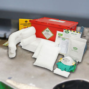 Kit de Respuesta a Derrames de Petróleo de 45 Litros con Contenedor de Alta Resistencia, Almohadillas y Calcetines Absorbentes Solo para Petróleo, para Uso Industrial, Marino y en Talleres - Product Image 1