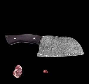 Personalized Handmade Rain Drop Pattern Damascus Steel Serbian Cleaver Chopper Butchers Knife Handmade Meat Cleaver Knife - Product Image 3