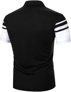 เสื้อเชิ้ตแขนสั้นผู้ชายสีดำขาวล้วน ดีไซน์ถักแบบลำลอง ทรงปกติ รับผลิตตามแบบ ODM สีและผ้าแบบกำหนดเอง ย้อมสีพื้น - Product Image 5