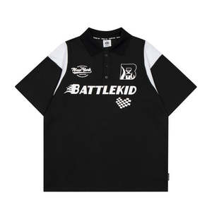 Custom Style Short Sleeve Polo Shirt Unisex Summer Loose Couple Jersey T-shirt High Quality Vintage Customized Woven - Product Image 3