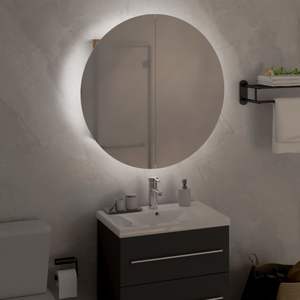 Mobile da Bagno in Legno Ingegnerizzato di Quercia e Bianco con Illuminazione in PVC, Rame e Vetro - Product Image 3