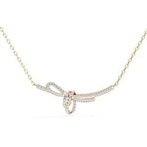 สร้อยคอทองคำ 14K ดีไซน์โบว์สวยหรู ประดับเพชรเลี้ยงในห้องปฏิบัติการ 0.90 กะรัต รับรองโดย IGI เครื่องประดับแฟชั่นสำหรับผู้หญิง สร้อยคอแบบโชคเกอร์ - Product Image 1