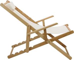 Modern Adjustable Foldable Sling Chair with Solid Wood and Stainless Steel <b>Frame</b> Natural <b>Canvas</b> for Outdoor Garden Use - Product Image 6