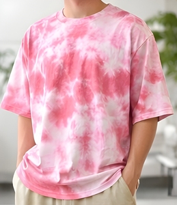 Camiseta Oversize con Estampado Tie-Dye Neón, 240 GSM, Algodón Grueso, Corte Holgado, Hombros Caídos, Estilo Urbano, Camiseta Moderna de Verano - Product Image 3