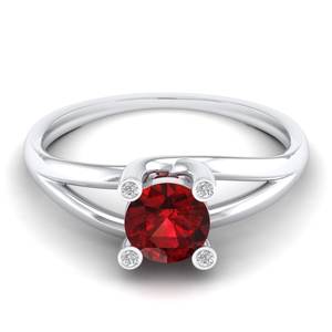 Anillo de compromiso REYES Solitaire de oro macizo de 14 quilates con granate de corte redondo de 0.84 quilates, certificado IGI, joyería fina con diamantes para mujer - Product Image 5