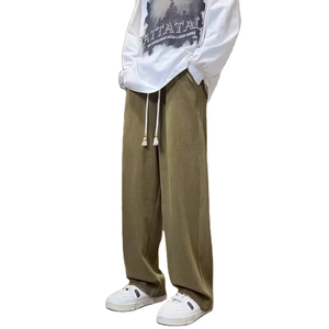 Pantalon de jogging ample et droit en coton 100% léger et respirant, à rayures, coupe décontractée, effet délavé soleil pour homme - Product Image 3