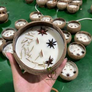 เทียนมะพร้าวคุณภาพสูงขี้ผึ้งธรรมชาติชามมะพร้าวแฮนด์เมดเป็นมิตรต่อสิ่งแวดล้อมเทียนมะพร้าวเวียดนามกลิ่นต่างๆ - Product Image 5