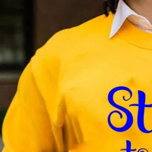 <b>Yellow</b> Crewneck Sweatshirt with Blue Stroll to the Polls Graphic Print Long Sleeve Casual Pullover College Style <b>Top</b> - Product Image 6