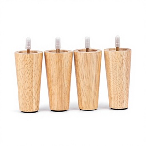 Round Wooden <b>Sofa</b> Legs Solid Wood Furniture Feet Natural Finish for Couch Cabinet <b>Bed</b> Replacement Modern Upgrade Wooden <b>Sofa</b> Leg - Product Image 1