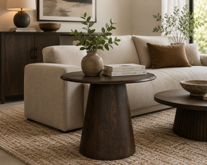 Mesa de Centro Redonda de Madera Maciza de Estilo Minimalista Moderno, Diseño Nórdico, Duradera y Fácil de Limpiar, Muebles para Sala de Estar - Product Image 2