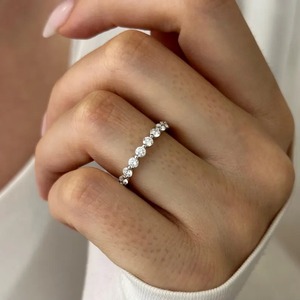 Shaped Lab Grown Diamond Eternity Band 18K White Gold 2.7mm <b>Dainty</b> Stackable Diamond <b>Ring</b> Women's Wedding Engagement Wholesale - Product Image 3
