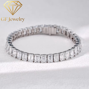 Pulsera de tenis vintage con diamantes cultivados en laboratorio de corte esmeralda, con piedra central de 1 quilate, oro de 14K, color DEF, claridad VS, joyería fina de lujo - Product Image 4