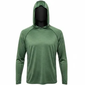 Men's <b>Red</b> <b>Long</b> <b>Sleeve</b> Hoodie UPF 50 Quick Dry Polyester Pullover Shirt Solid Color Fishing Wear - Product Image 5
