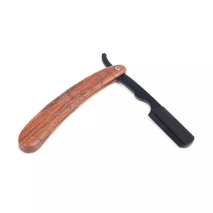 Rasoir de Barbier Professionnel en Acier Inoxydable 1 Pièce avec Manche en Bois Confortable, Lame Unique, Logo Personnalisé, Corps et Visage Personnalisables - Product Image 1