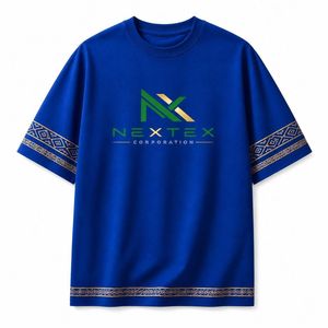 เสื้อยืดพิมพ์ลายขอบชนเผ่าแบบกำหนดเองสำหรับผู้ชาย ลายแบบดั้งเดิมเรียบง่าย เสื้อยืดโอเวอร์ไซส์ ชุดยูนิฟอร์มบริษัท - Product Image 3