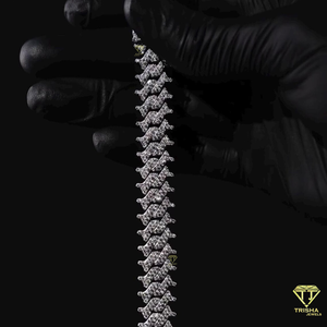 This luxury moissanite <b>bracelet</b> features a bold fully iced design with unique fishbone <b>inspired</b> links - Product Image 3