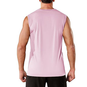 Camisetas sin mangas para hombre al por mayor, camisetas sin mangas personalizadas de bajo precio, de secado rápido, informales, holgadas, de color liso. - Product Image 2