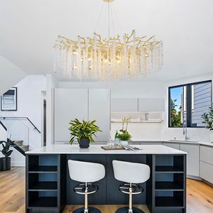 Lampadario a Rami Regolabile di Lusso Dorato con Cristalli K9, Design Moderno e Semplice per Sale da Pranzo e Grandi Ingressi - Product Image 4