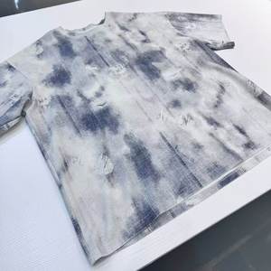 T-shirt oversize noir délavé pour homme, coton lourd, style streetwear vintage, décontracté - Product Image 3