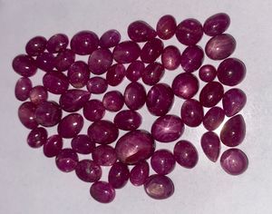 Lot de 59 cabochons en rubis étoilé rouge naturel, 246,90 carats |   Pierre précieuse authentique en rubis étoilé, vente en gros pour la bijouterie - Product Image 2