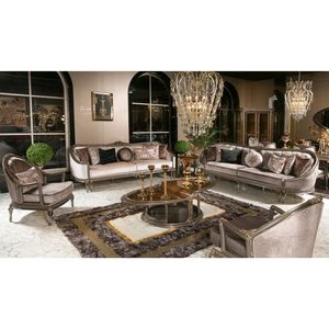Modern Luxury Solid Teak Wood Sofa Set Classical 7 Seater Carved Velvet Couch <b>Silver</b> <b>Coffee</b> Side <b>Table</b> Living Room Villa Furnitu - Product Image 1