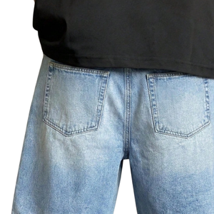 <b>Mens</b> Light Blue Denim <b>Bermuda</b> <b>Shorts</b> Loose Fit Casual Summer <b>Shorts</b> Washed Cotton Denim Five Pocket Streetwear Fashion Style - Product Image 4