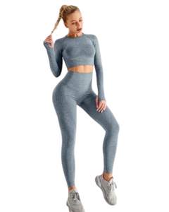 Custom TZ25021 Solid Mesh Sport Wear Suit Nude High Waist Hip Yoga Pants Breathable Spandex/Nylon X-Back Design Underwear Bra - Product Image 2