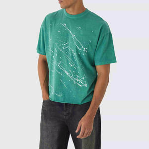 Nouveau T-shirt Homme Tendance Imprimé Splash Oversize Coton Graphique Abstrait Col Rond Coupe Ample Streetwear Décontracté Haut d'Été - Product Image 1