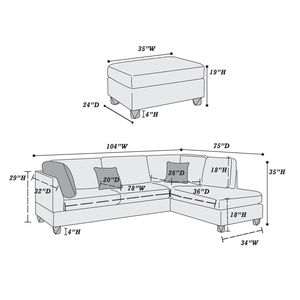 Divano Componibile Reversibile in Polifibra con Pouf, Elegante Grigio per Soggiorno - Product Image 3