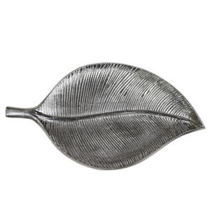 Vente en gros de plateau de service en forme de feuille plateau en métal fini argent de qualité supérieure pour hôtels et restaurants plateau de service en forme de feuille - Product Image 4