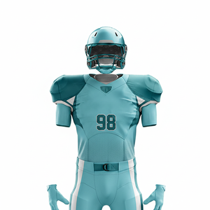 Uniforme de Fútbol Americano Personalizado al por Mayor, Conjunto Transpirable con Estampado por Sublimación, 100% Poliéster, Pantalón Corto de Color Sólido, Tallas Grandes - Product Image 2