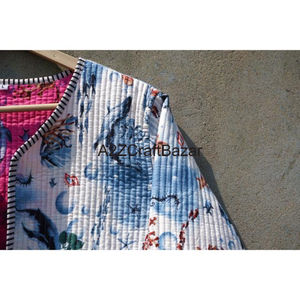 เสื้อแจ็คเก็ตบอมเบอร์ผ้าฝ้ายถักลายพิมพ์แบบกลับด้านได้ ทำมือ เป็นมิตรกับสิ่งแวดล้อม สไตล์โบฮีเมียนฮิปปี้ ระบายอากาศได้ดี สำหรับผู้หญิง - Product Image 4