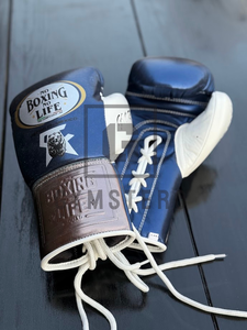 No Boxing No Life Gants de boxe en cuir de vachette véritable de haute qualité, sangle de poignet réglable à lacets, protection complète des doigts - Product Image 2