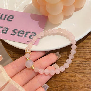 Bracelet en cristal de quartz rose de 6 mm mignon pour les étudiants, style romantique - Product Image 4