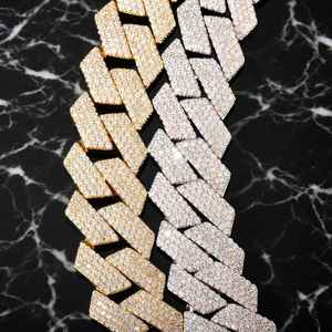 Collar de Cadena Cubana de Plata 925 Chapado en Oro con Diamantes de Moissanita, Joyería de Estilo Hip Hop, Ideal para Fiestas y Regalo - Product Image 1