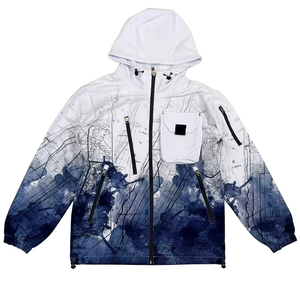 Fresh Designs Color Blocking <b>Windbreaker</b> Casual Outdoor Multi Pockets Hooded Streetwear Oversized Fit <b>Windbreaker</b> Jacket - Product Image 1