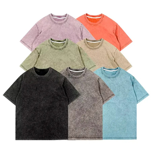 Camiseta de algodón grueso para hombre, estilo vintage con lavado ácido, hombros caídos, estilo urbano informal. - Product Image 5