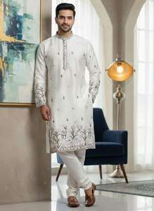 Conjunto de Kurta y Pijama de Seda Pura Premium para Hombre al por Mayor con Algodón Raymond – Ropa de Diseñador para Bodas y Fiestas (M-XXL) - Product Image 3