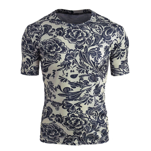 Men's Short Sleeve Floral Printed O-Neck Regular Fit Casual Woven Fabric Eco-Friendly Quick Dry Sublimation Men's T-Shirts - Product Image 2