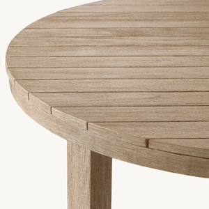 Mesa redonda en oferta, hecha de madera de teca, con un estilo moderno y sencillo, apta para uso en exteriores, resistente a la intemperie. - Product Image 5