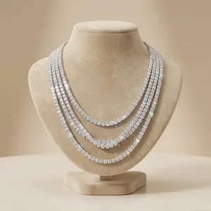 Cadena de tenis de diamantes cultivados en laboratorio, estilo hip-hop, de oro macizo, collar certificado, joyería de lujo fina para mujer - Product Image 1
