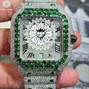 Reloj Mecánico de Lujo para Hombre Charm_Jewels con Diamantes, Caja de Acero Inoxidable, Esfera Verde Esmeralda de 40 mm, Analógico, Resistente al Agua 10 Bar - Product Image 3