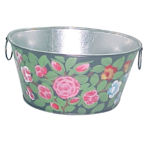 Jardinière rectangulaire conique en métal gris foncé avec trou de drainage, pot floral pastel peint à la main, écologique - Product Image 6