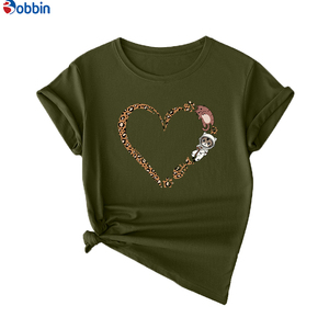 Valentine's Day White <b>Top</b> For Girl Breathable Summer Printed Casual Leopard Print Cute Cat Footprints <b>Heart</b> Graphic Shirt Couple - Product Image 6