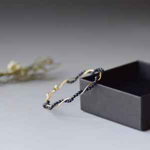 Brazalete de piedra arenisca azul, brazalete de gemas onduladas para niñas y mujeres, envuelto en alambre, regalo de cumpleaños, plata 925, oro de 14k - Product Image 3