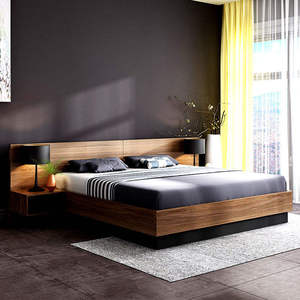 Lit King Size en Bois de Teck Massif Style Minimaliste Moderne avec 2 Tables de Chevet – Écologique, Durable, Luxe, Idéal pour Hôtels et Usage Commercial – Ensemble de Chambre - Product Image 2